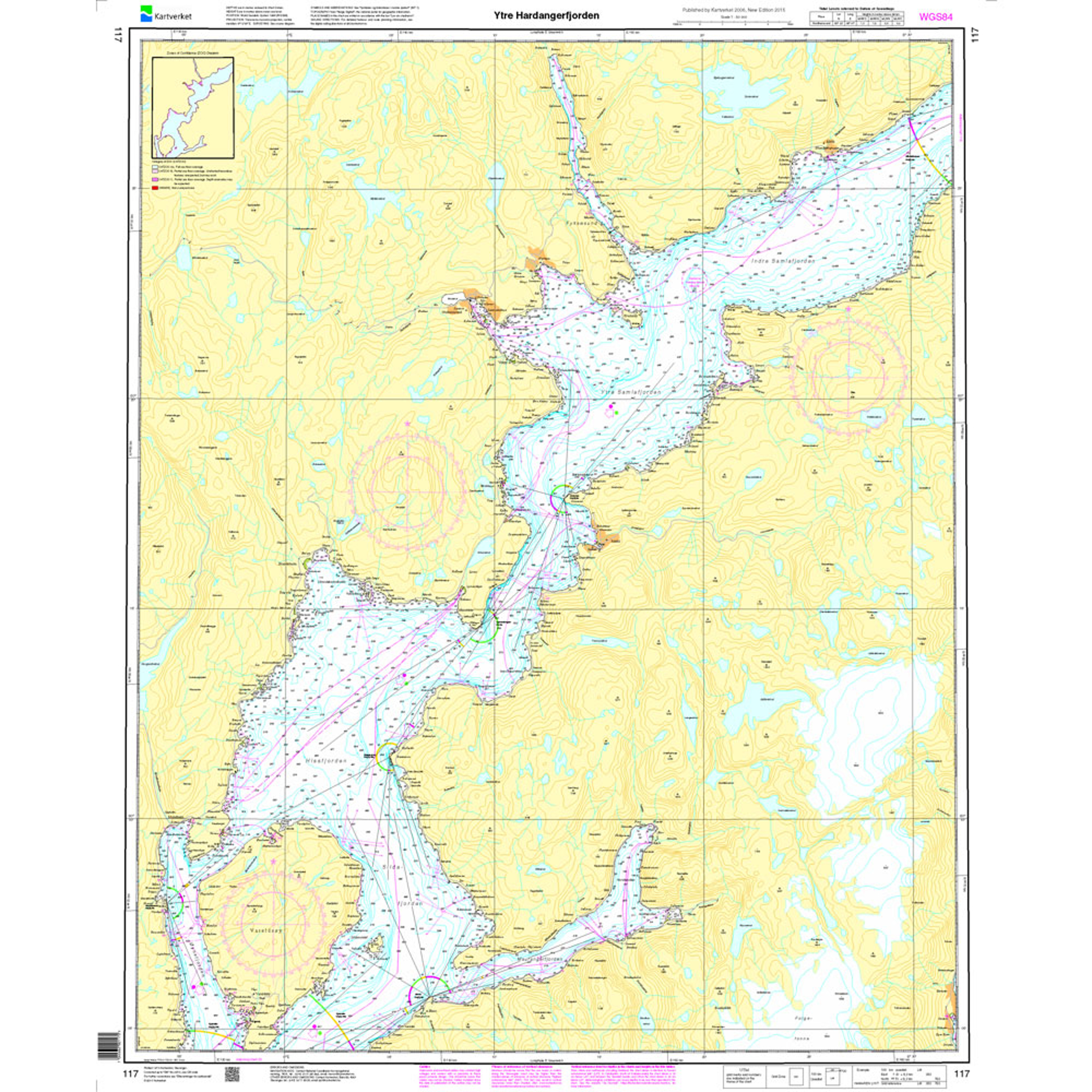 Ytre Hardangerfjorden hovedkartserien sjø