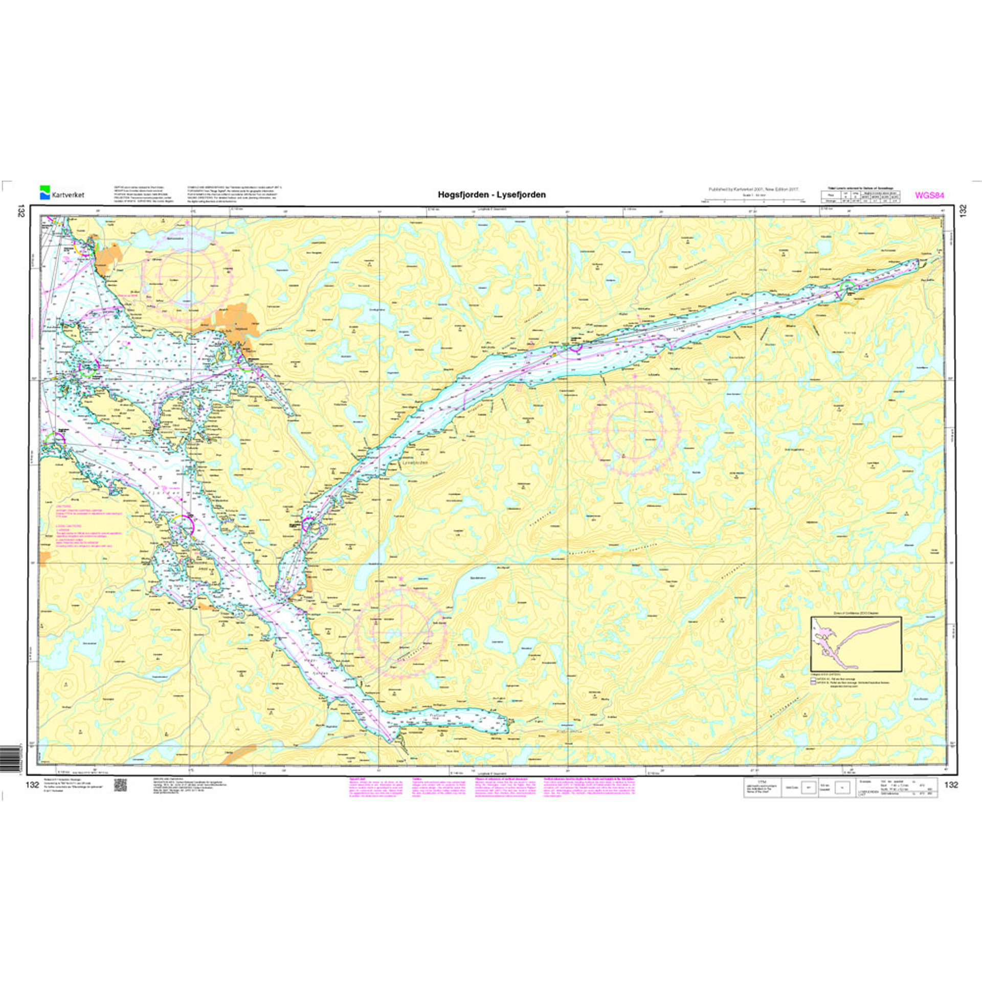 Høgsfjorden - Lysefjorden hovedkartserien sjø